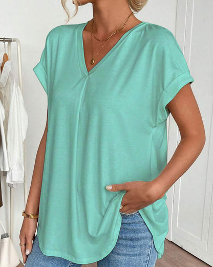 T-Shirt kurzärmelig einfarbig Patchwork