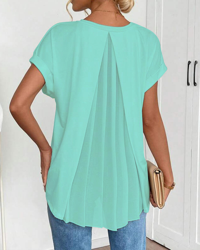 T-Shirt kurzärmelig einfarbig Patchwork