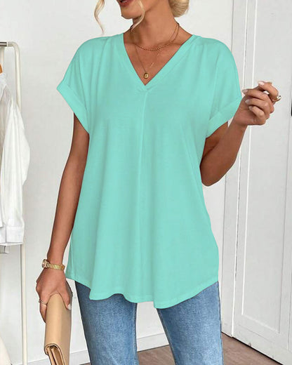 T-Shirt kurzärmelig einfarbig Patchwork