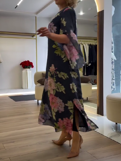 Halle Florales Maxi-Kleid in Loose Fit