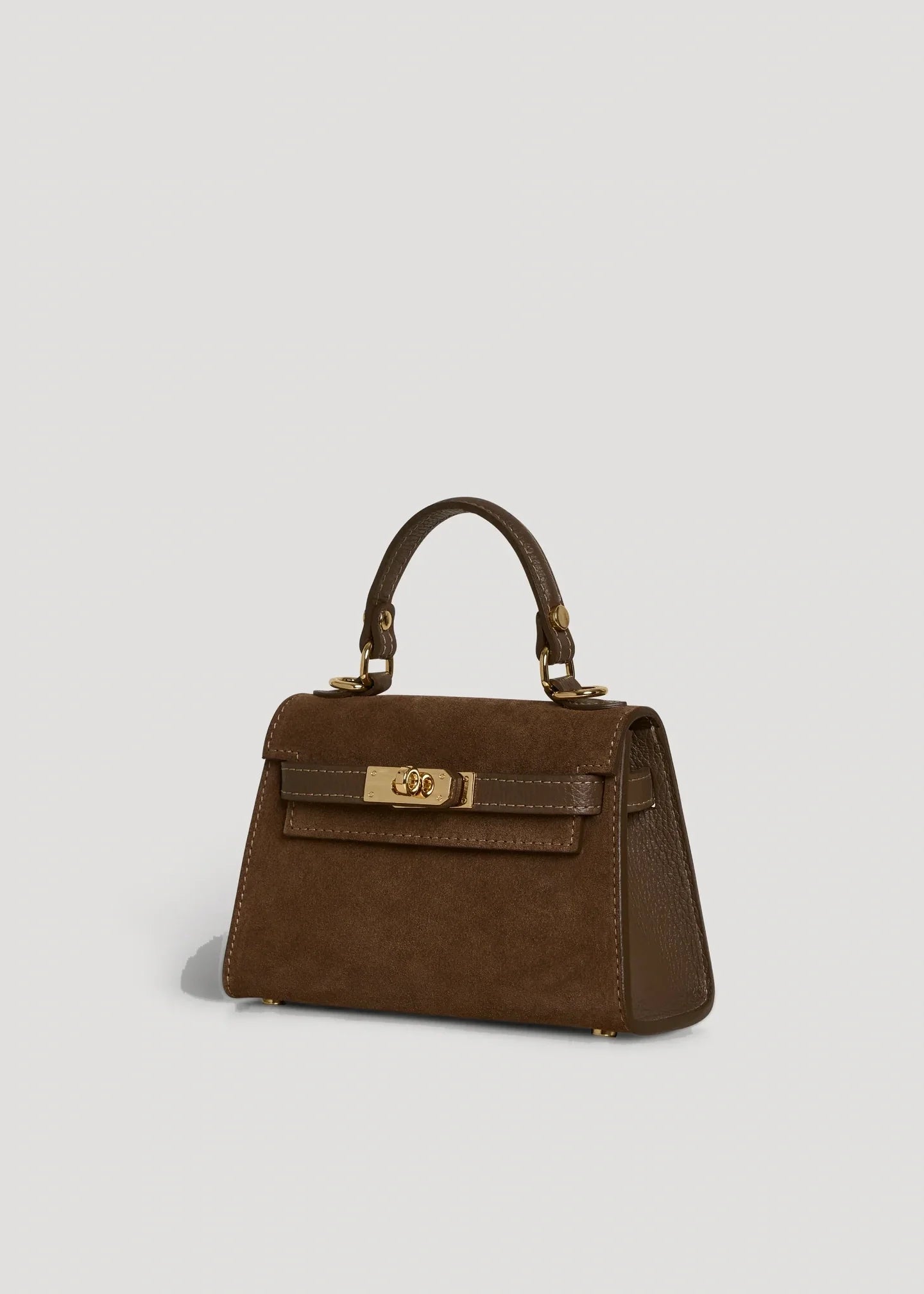 LINA MINI VELOURSLEDER SCHOKOLADENBRAUN UND TAUPE