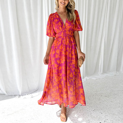 Luna™ - Modernes Flora Midi-Kleid