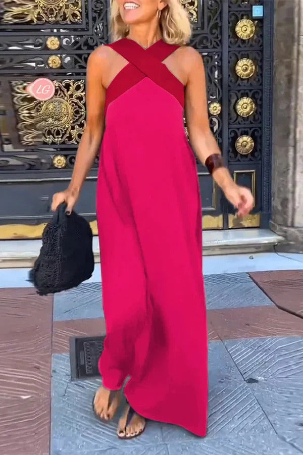Rückenfreies Crossover-Maxi-Kleid in Lockerer Passform