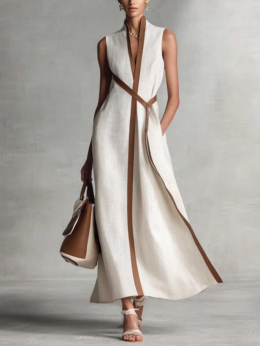 Rysella - Raffiniertes Leinen-Mix Wickel-Maxikleid