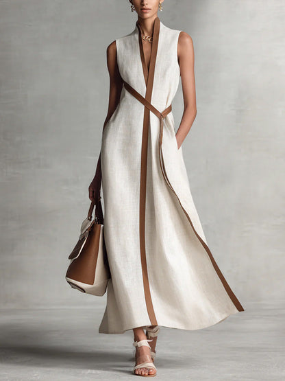 Rysella - Raffiniertes Leinen-Mix Wickel-Maxikleid