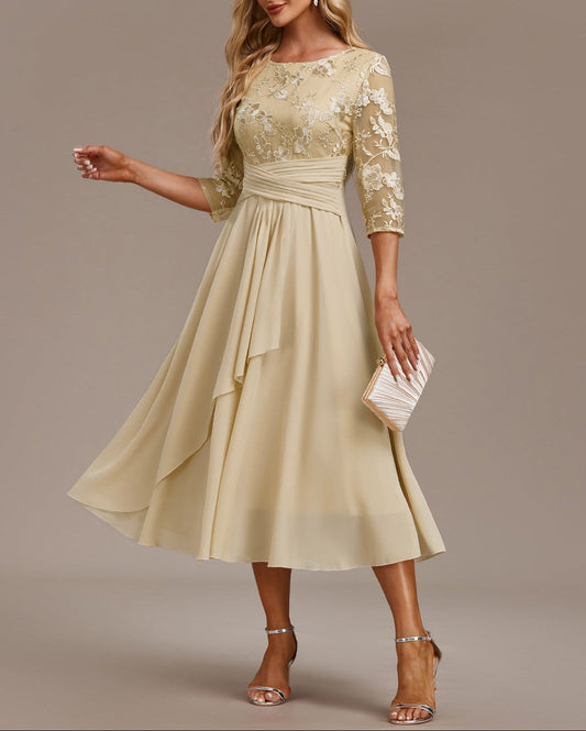 Elin™ - Champagnerkleid mit zarten Stickereien
