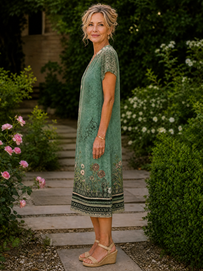Earling | Midi-Kleid mit Kragen, Kurzarm & Knopfleiste | Leichter Sommerkleid-Look