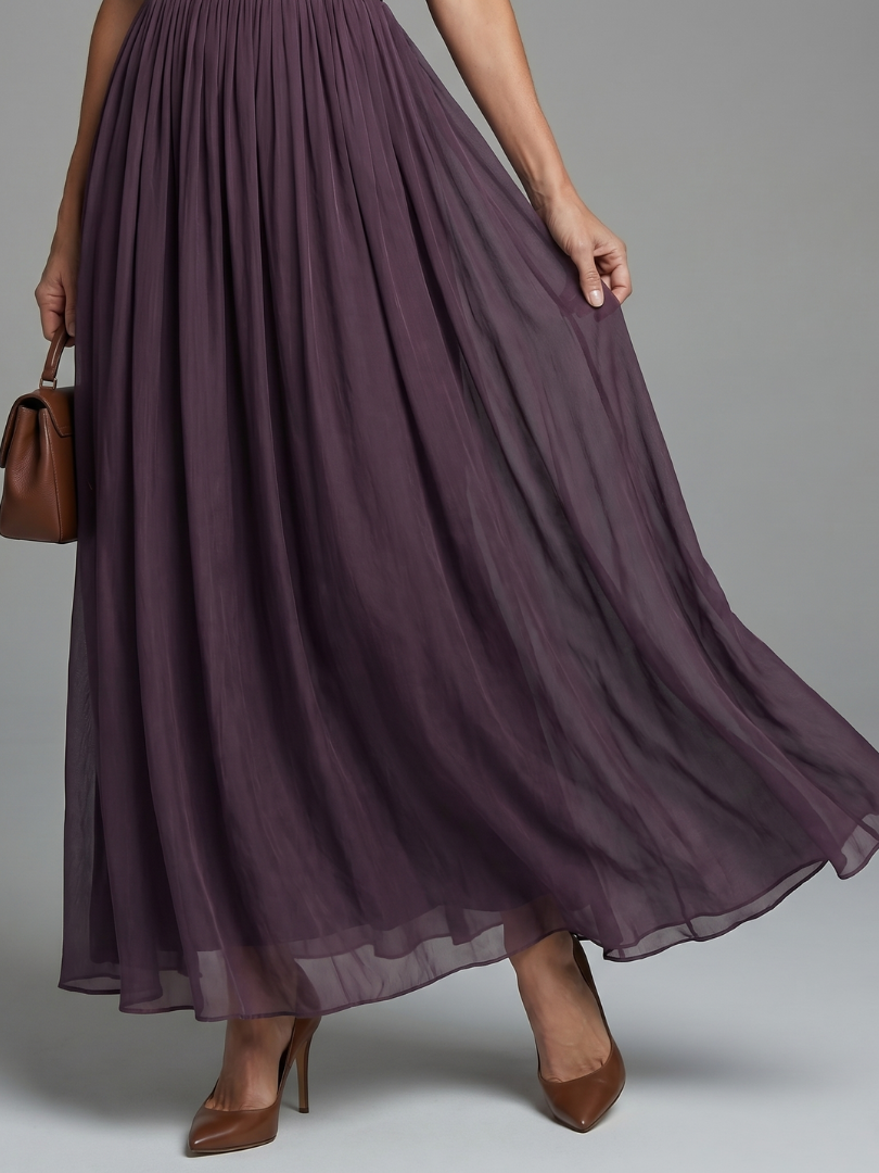 Elia - Maxikleid mit Geraffter Taille und Ausschnitt