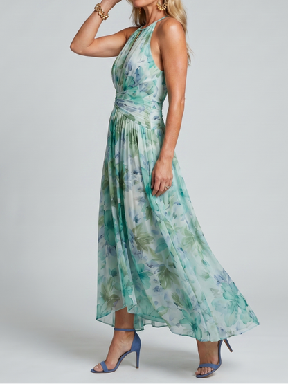 Portia - Midikleid mit Spaghetti-Trägern und sanftem Blumenmuster