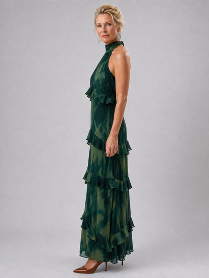 Azelith | Ärmelloses Midi-Kleid mit Keyhole-Ausschnitt & gestuftem Rock