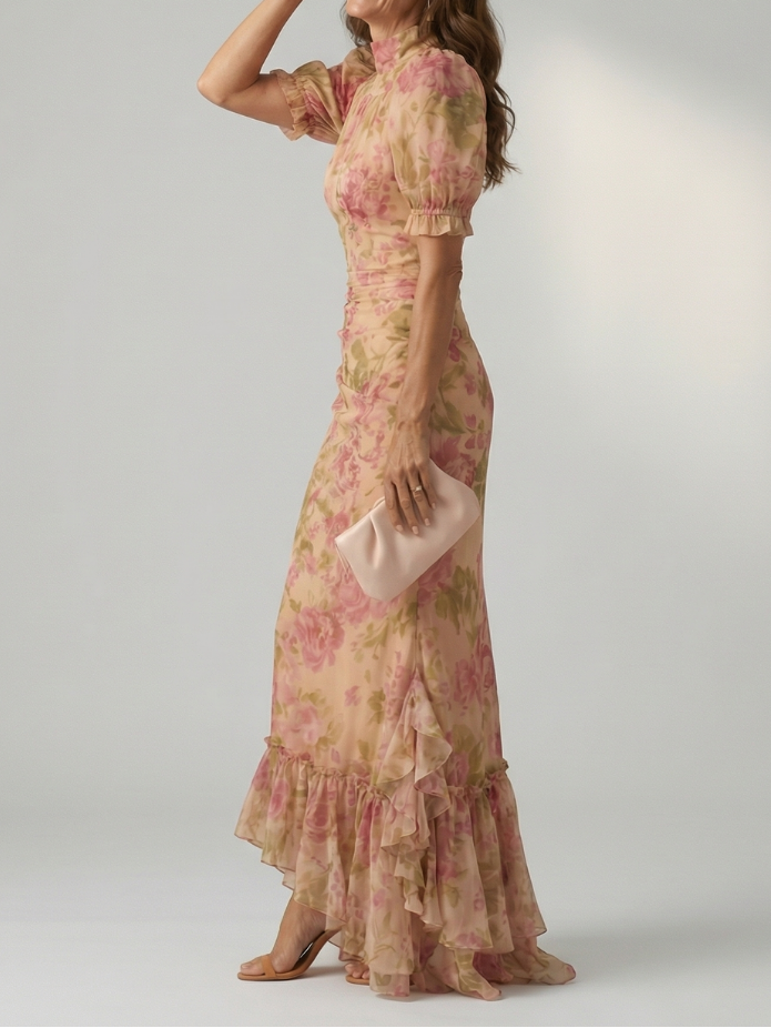 Vianne - Maxikleid mit weichem Stehkragen