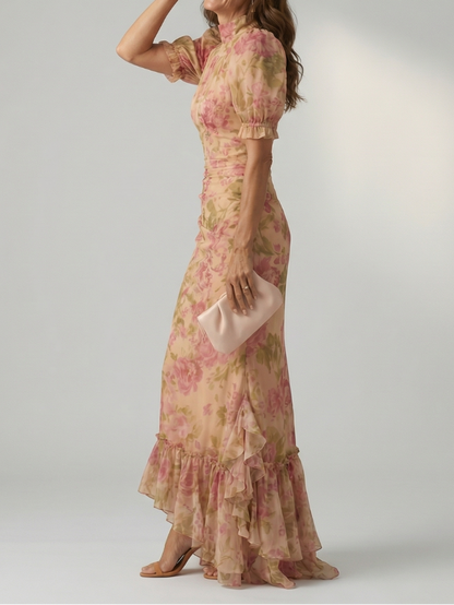 Vianne - Maxikleid mit weichem Stehkragen