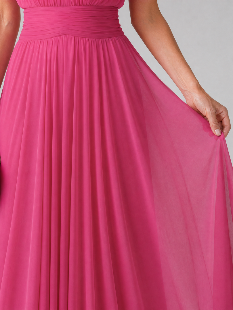 Simran | Ärmelloses Midi-Kleid mit geraffter Taille & fließendem Rock