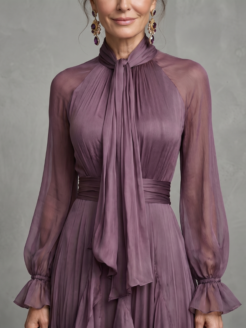 Demetria - Maxikleid mit Knotenausschnitt und Volants