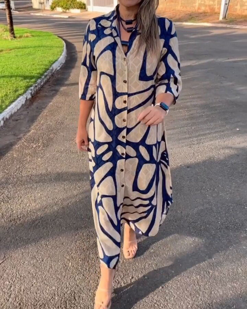 Bedrucktes Hemdenkleid mit Halbarm