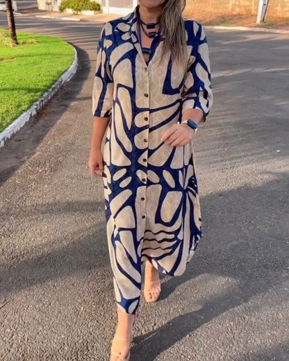 Bedrucktes Hemdenkleid mit Halbarm