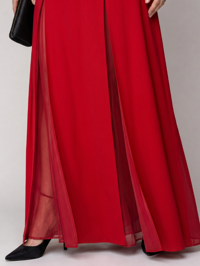 Vion | Ärmelloses Maxi-Kleid mit Stehkragen & fließendem Paneelrock