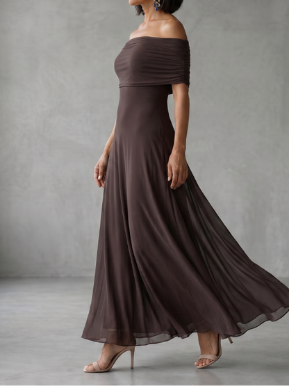 Juni - Midikleid mit Schulterfreier Drapierung