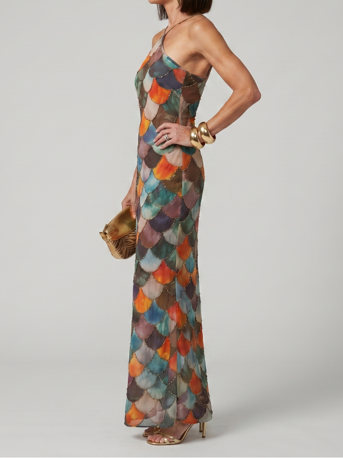 Larkin - Maxikleid mit mehrfarbigem Schuppenmuster