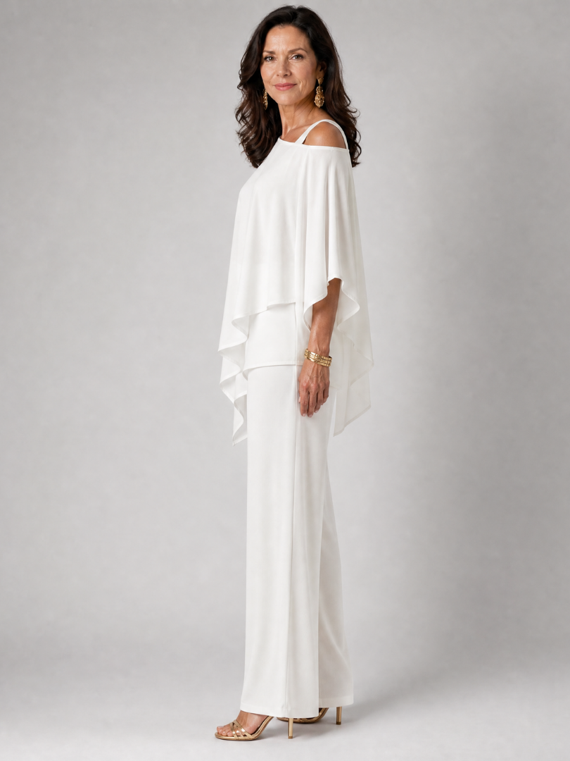 Aurelisse | Zweiteiliges Hosen-Set mit asymmetrischem Überlayer & weitem Ausschnitt