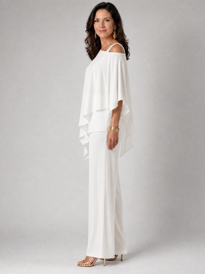 Aurelisse | Zweiteiliges Hosen-Set mit asymmetrischem Überlayer & weitem Ausschnitt