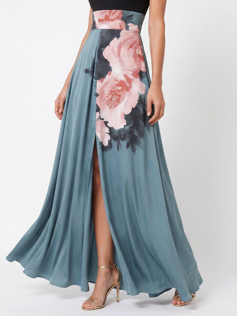 Olympas - Maxikleid mit Trägern und Blumenshirt