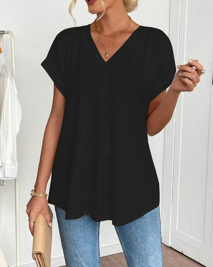 T-Shirt kurzärmelig einfarbig Patchwork