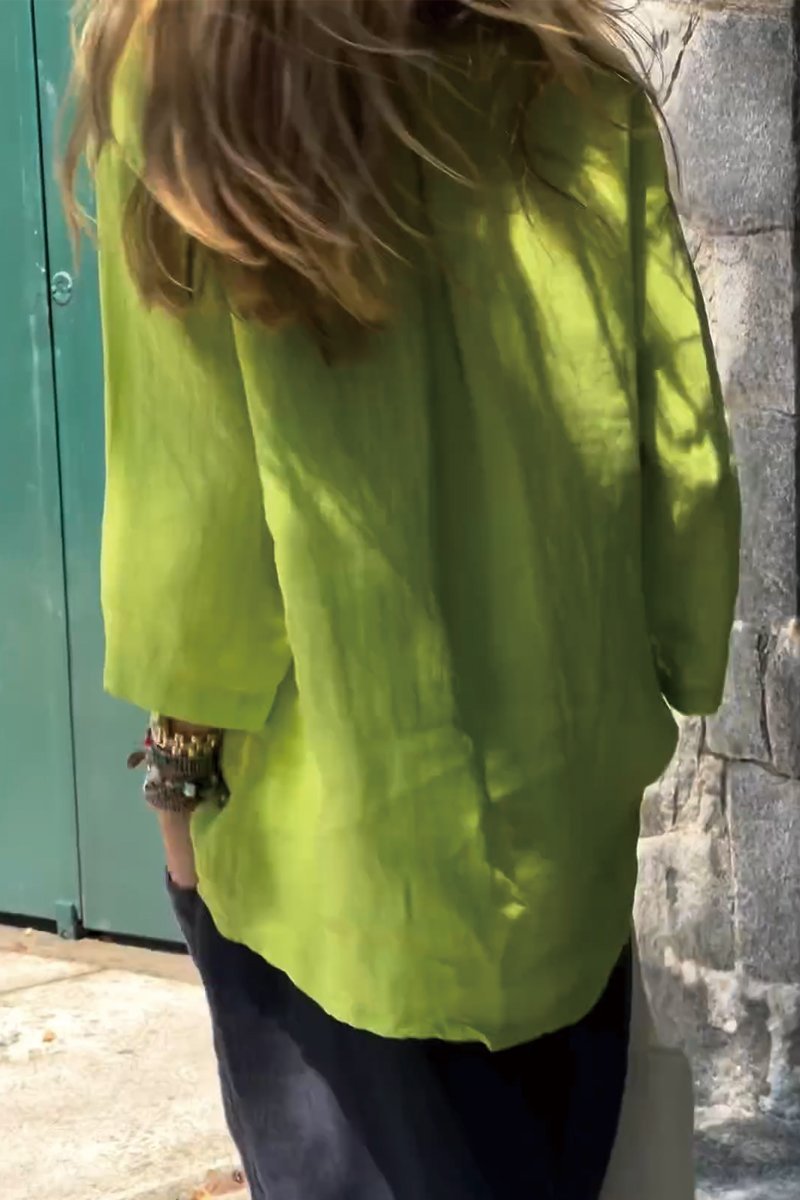 Leinenbluse mit langen Ärmeln – Einfarbig & Casual