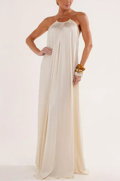 Ocean Goddess | Rückenfreies Halter Maxi-Kleid mit Metallkette