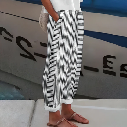 Yareli – Gestreifte Wide-Leg Hose