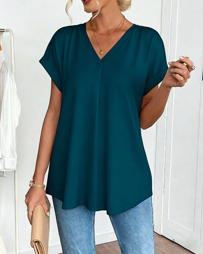 T-Shirt kurzärmelig einfarbig Patchwork