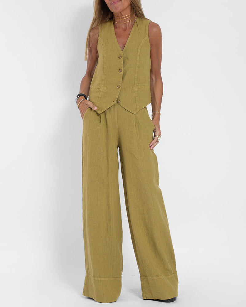 Stella | Damen Elegantes 2-teiliges Leinenset