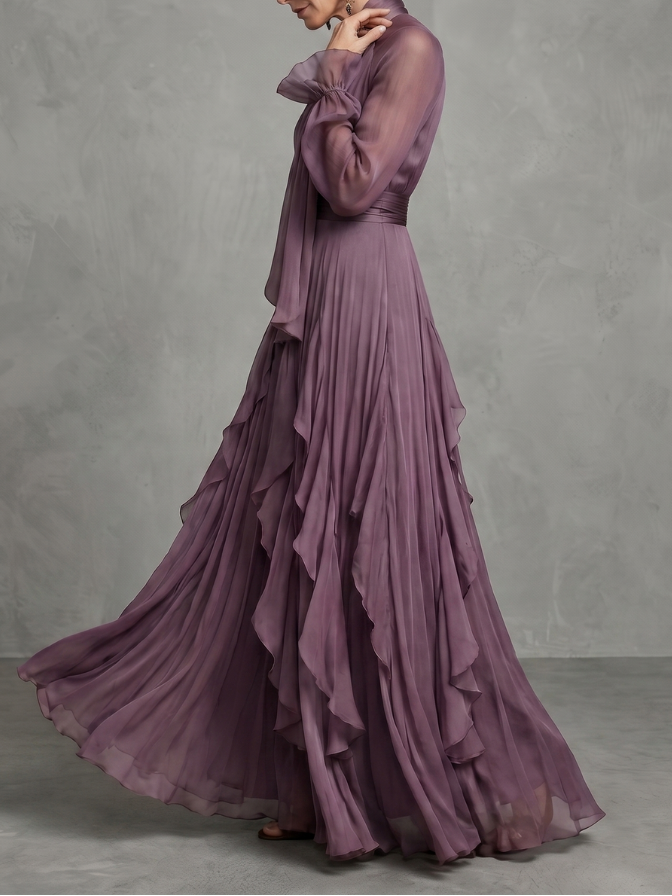 Demetria - Maxikleid mit Knotenausschnitt und Volants