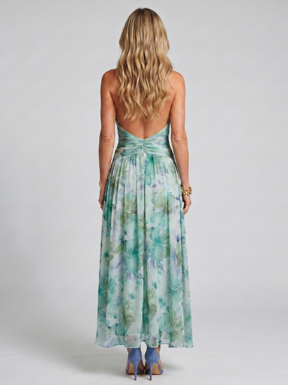 Portia - Midikleid mit Spaghetti-Trägern und sanftem Blumenmuster
