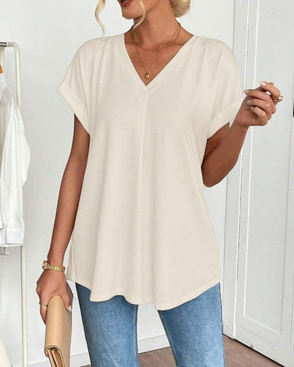 T-Shirt kurzärmelig einfarbig Patchwork