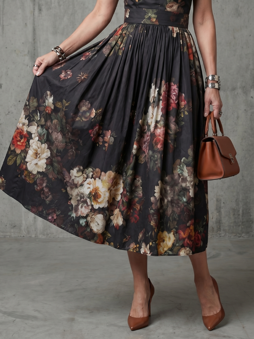 Greta - Midikleid mit Stehkragen und Tropfenausschnitt
