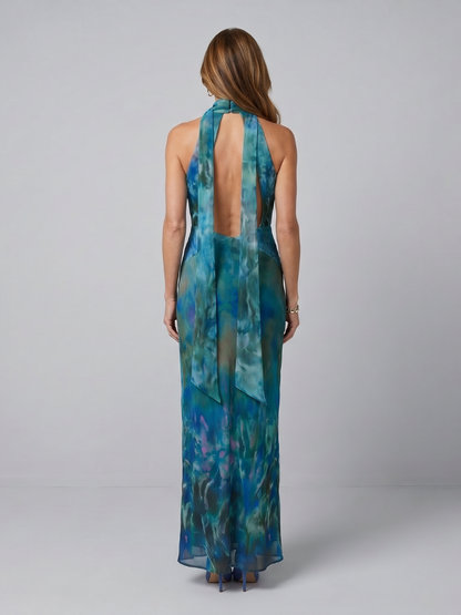 Juniper - Maxikleid ohne Ärmel mit Halterkragen und Ausschnitt