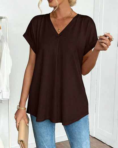 T-Shirt kurzärmelig einfarbig Patchwork