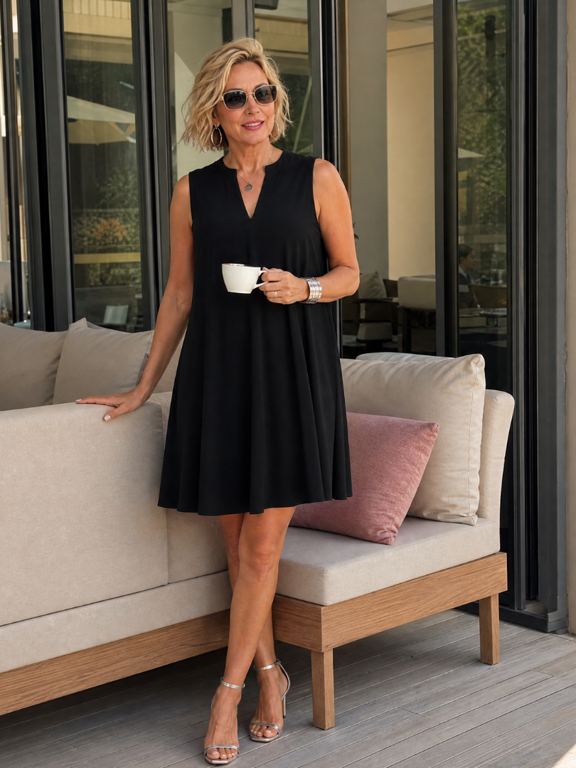 Xavienne | Ärmelloses Mini-Kleid mit V-Ausschnitt