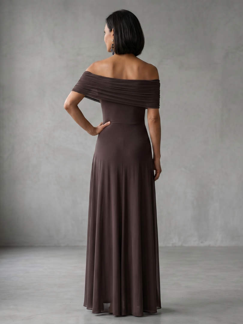 Juni - Midikleid mit Schulterfreier Drapierung