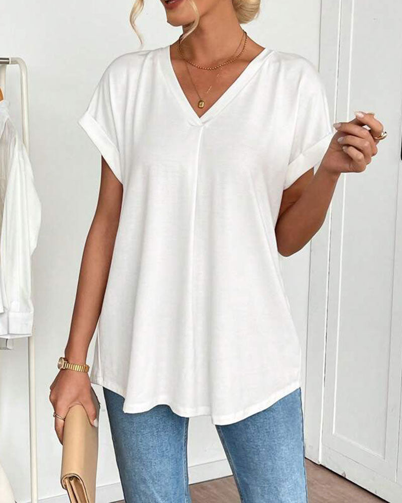 T-Shirt kurzärmelig einfarbig Patchwork