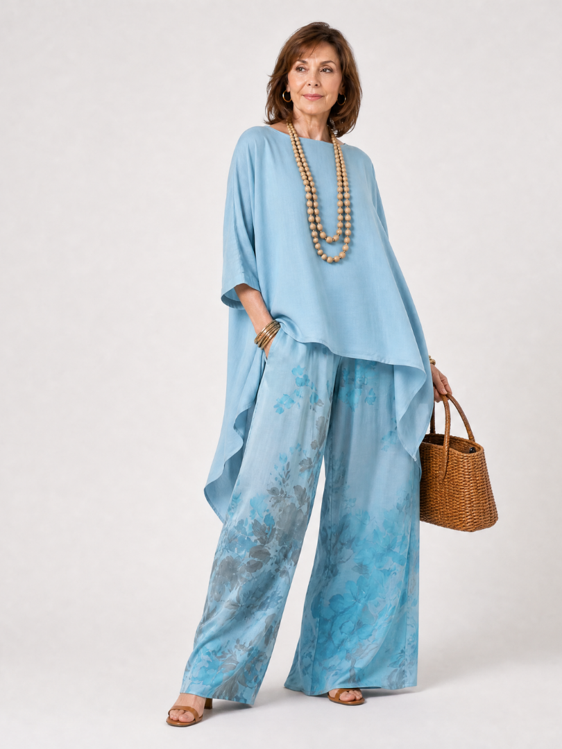 Talvienne | Zweiteiliges Set mit High-Low-Tunika & weitem Beinkleid