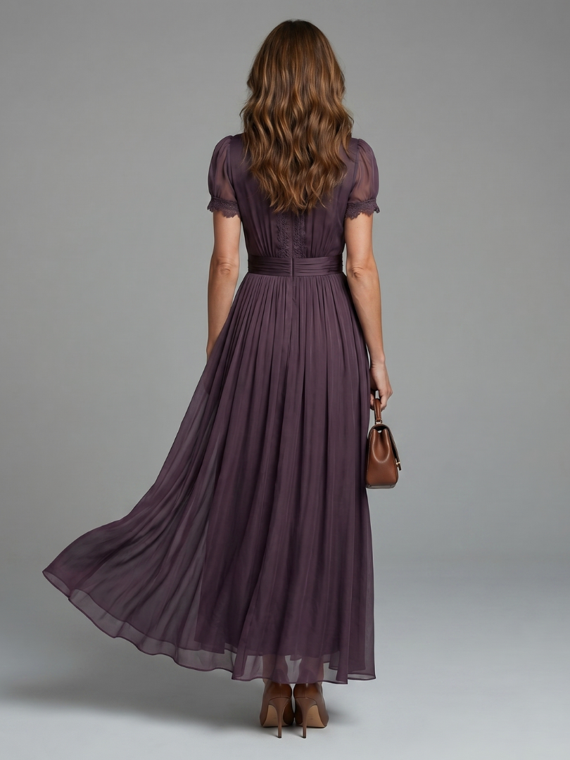 Elia - Maxikleid mit Geraffter Taille und Ausschnitt