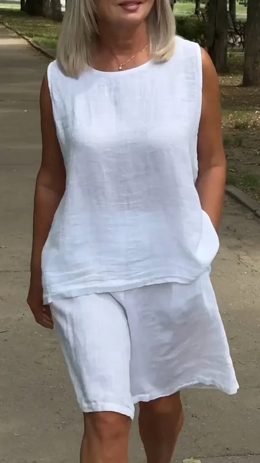 Jileana – Atmungsaktive, ärmellose Bluse Und Lockere Kurzhosen