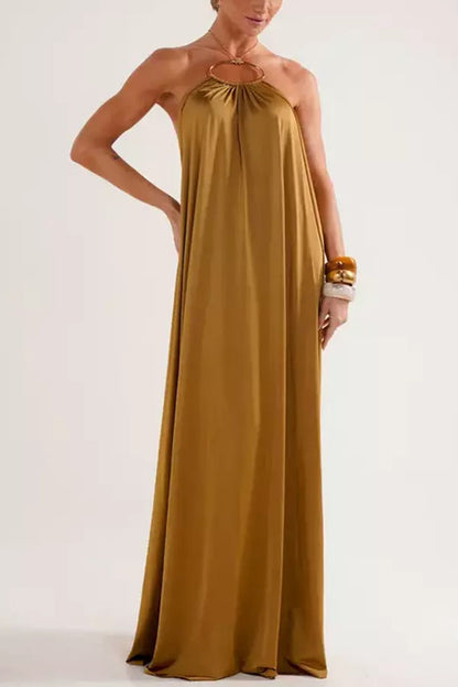 Ocean Goddess | Rückenfreies Halter Maxi-Kleid mit Metallkette