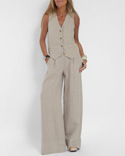 Stella | Damen Elegantes 2-teiliges Leinenset