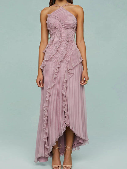 Ruth | Plissiertes Trägerkleid mit Schlitzen