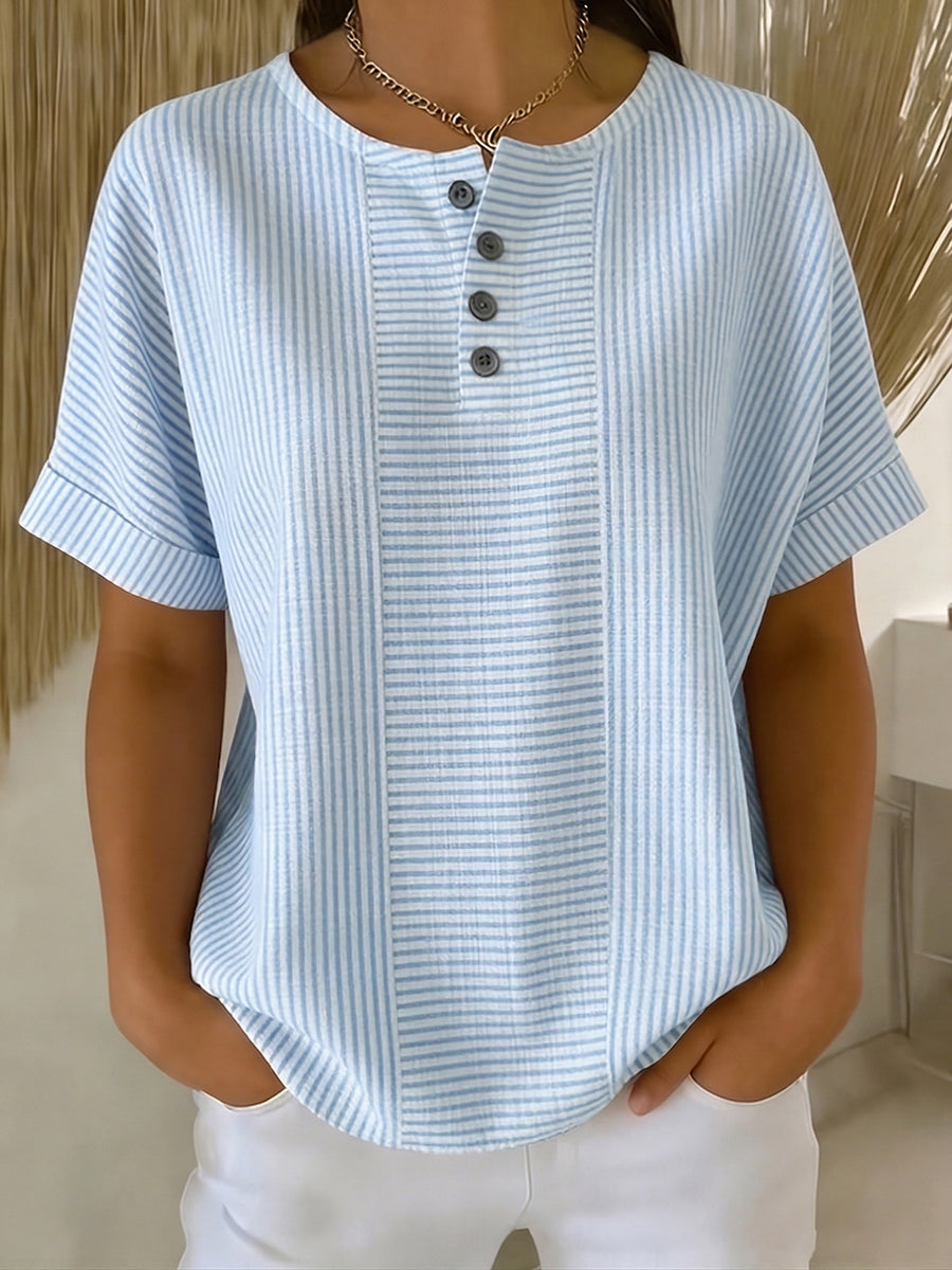 Selvara – Gestreifte Bluse mit Knopfleiste