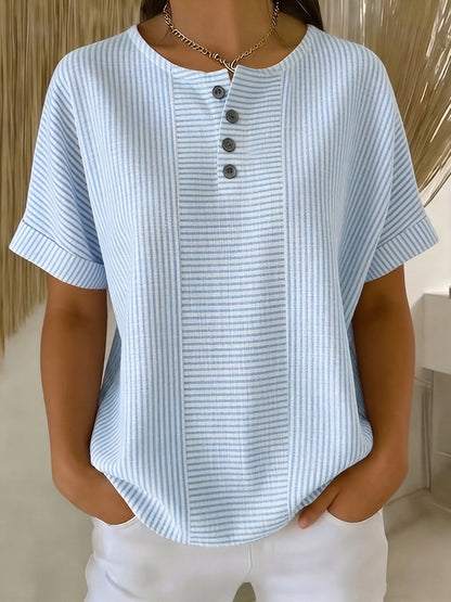 Selvara – Gestreifte Bluse mit Knopfleiste