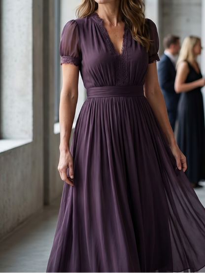 Elia - Maxikleid mit Geraffter Taille und Ausschnitt